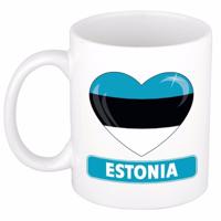 Hartjes vlag Estland koffiemok - drink beker - white - 300 ml - supporters