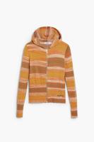 Gestreepte trui met rits en capuchon - ORANGE - L