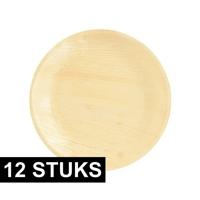 Papstar biologisch afbreekbare bordjes palmblad - 12x stuks - dia 23 cm