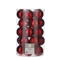 25x Kunststof kerstballen rood 8 cm - thumbnail