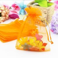 100 stuks organza geschenk zakken sieraden verpakking tas bruiloft feestdecoratie grootte: 7x9cm (D11 oranje)