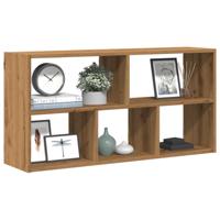Wandschap 100x25x50 cm bewerkt hout artisanaal eikenkleurig