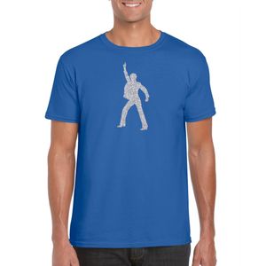 Zilveren disco t-shirt / kleding blauw voor heren