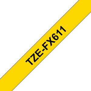 Brother Originele TZe-FX611 flexibele ID label tapecassette – zwart op geel, breedte 6 mm