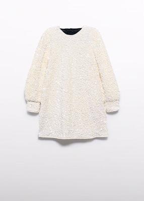 Abel & Lula winter jurk meisjes - wit - velvet - pailletten