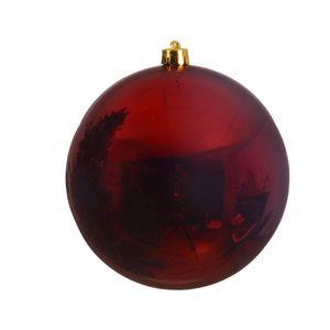 Decoris kerstbal - groot formaat - D25 cm - donkerrood - plastic   -
