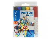 Pilot Pintor Classic markeerstift 6 stuk(s) Kogelpunt Zwart, Blauw, Groen, Rood, Wit, Geel - thumbnail