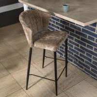 Dutchbone Barstoel 'Georgia' Chenille, kleur Beige (zithoogte 75cm)