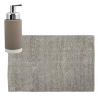 MSV badkamer droogloop mat/tapijt - 40 x 60 cm - met zelfde kleur zeeppompje - beige