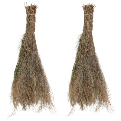 Gebonden takkenbezem - 2x stuks - van natuurtakken - 100 x 7 cm