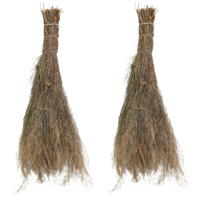 Gebonden takkenbezem - 2x stuks - van natuurtakken - 100 x 7 cm