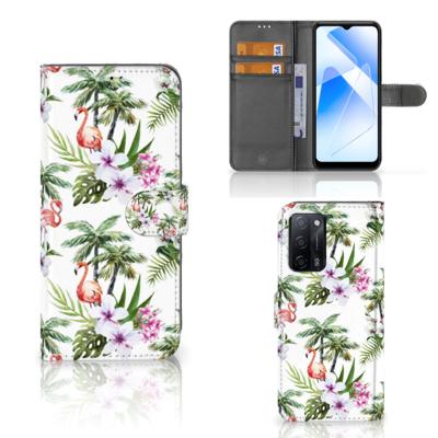 OPPO A16/A16s/A54s | Telefoonhoesje | Met pasjeshouder | Flamingo Palms