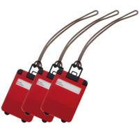 Kofferlabel van 9,5 cm - Pakket van 3x stuks - Reiskoffer reisaccessoires - rood - beschrijfbaar