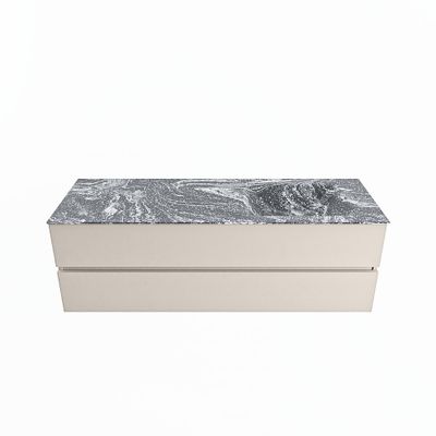 MONDIAZ VICA-DLUX 150cm badmeubel onderkast Linen 2 lades. Inbouw wastafel CLOUD rechts 1 kraangat, kleur Lava.