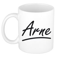 Naam cadeau mok / beker Arne met sierlijke letters 300 ml   - - thumbnail