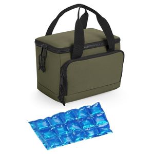 Kleine koeltas/lunch tas - incl. koelelement - 24 x 17 x 17 cm - 2 vakken - military groen