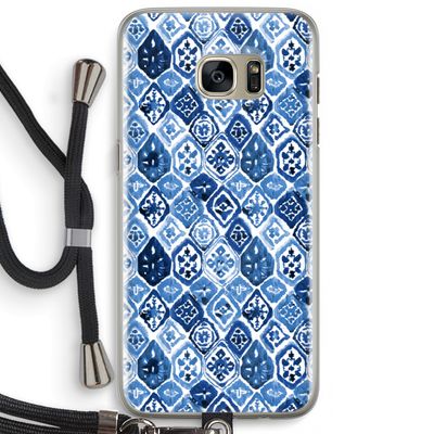 Blauw motief: Samsung Galaxy S7 Edge Transparant Hoesje met koord