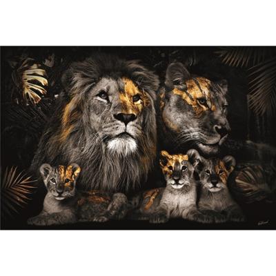 Glasschilderij - Leeuwen familie - 160 x 110 cm Glasschilderij - Leeuwen familie - 160 x 110 cm