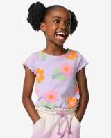 HEMA Kinder T-shirt Rib Bloemen Paars (paars)
