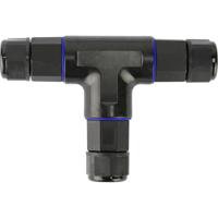 Waterdichte T-connector voor 3-aderige kabels | Zwart | IP68