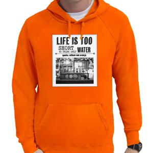 Koningsdag hoodie voor heren - vintage poster - oranje - oranje feestkleding