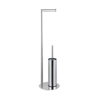 Fortifura Calvi vrijstaande toiletrolhouder met toiletborstel - chroom SW1189057 Fortifura Calvi vrijstaande toiletrolhouder met toiletborstel - chroom SW1189057