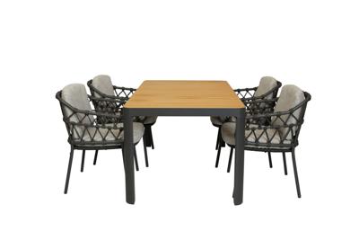 Qopps Mikos tuintafel 160 met 4 4SO Calpi dining tuinstoel