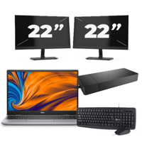Dell Latitude 3320 - Intel Core i5-11e Generatie - 14 inch - 8GB RAM - 256GB SSD - Windows 11 Home + 2x 22 inch Monitor
