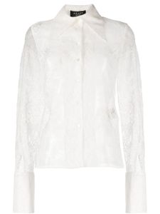 A.W.A.K.E. Mode chemise en soie ornée de dentelle - Blanc