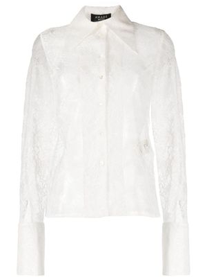 A.W.A.K.E. Mode chemise en soie ornée de dentelle - Blanc