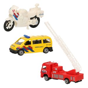 Nederlandse politie/brandweer/ambulance speelgoedauto set 7 cm