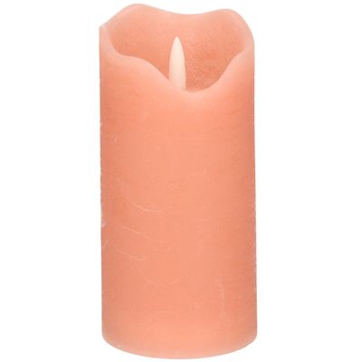 LED kaars/stompkaars - roze - D7,5 x H15 cm - timer - 3D vlam LED kaars/stompkaars - roze - D7,5 x H15 cm - timer - 3D vlam