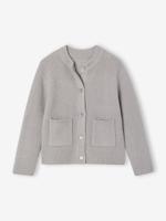 Vestje voor meisjes van fijn, schuimig breisel gemêleerd grijs