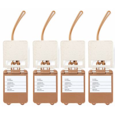 Kofferlabel van organisch eco tarwestro - 20x - wit - 10 x 5 cm - reiskoffer/handbagage labels