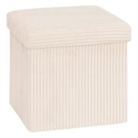 Hocker / Poef Essestial Ribcord - opvouwbaar - wit - MDF/polyester - 38 x 38 cm