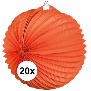 20x Oranje lampionnen bolvormig   -