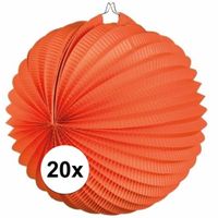 20x Oranje lampionnen bolvormig   -