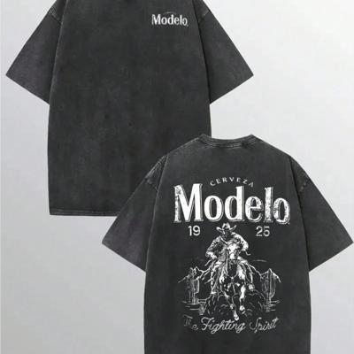 Modelo Men's Cotton Graphic T-Shirt - Loose Fit Casual Street Style Black / XL