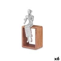 Decoratieve figuren Gift Decor 1886-NA 1886-NA Bruin Zilverkleurig Zilver Blokfluit 13 x 27 x 13 cm (6 Stuks)