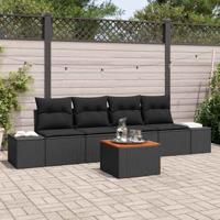 Tuinbankenset met opslag 5 pcs Zwart poly rattan