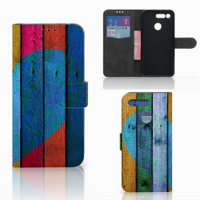 Honor View 20 Book Style Case Wood Heart - Cadeau voor je Vriend - thumbnail