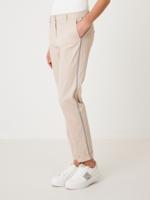 Dames stretch chino met metallic strepen