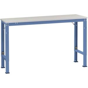 Manuflex AU7041.5007 Werk achtergrond tafel universele speciale met melamine schijf, bxdxh = 1500 x 600 x 722-1022 mm Stralend blauw (RAL 5007)