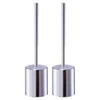 2x Stuks WC/Toiletborstel houder RVS/edelstaal - zilver - D8 x 34 cm - thumbnail