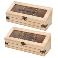 2x stuks houten theedoos/theekist bruin met 3 vakken 24 x 9 x 9 cm