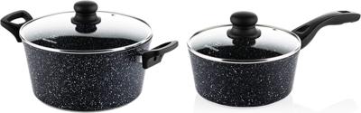 Westinghouse Pannenset Black Marble - Braadpan ø 28 cm & steelpan ø 20 cm - inductie en alle andere warmtebronnen - 2 Delig