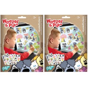 2x pakjes raam/autoraam kinder stickers - 70x stuks - Woezel en Pip thema