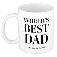 Worlds best dad cadeau koffiemok / theebeker wit 330 ml - Cadeau mokken / Vaderdag   -