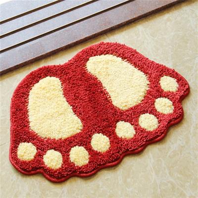 Voet-vormige anti slip Shaggy zacht water absorptie slaapkamer badkamer tapijt mat grootte: 40x60cm (rood)