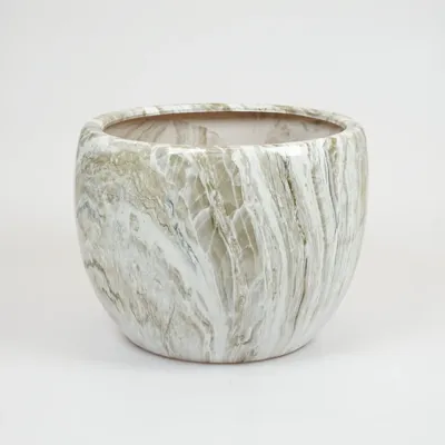 Bloempot marmerlook emperor d37h30 grijs binnen